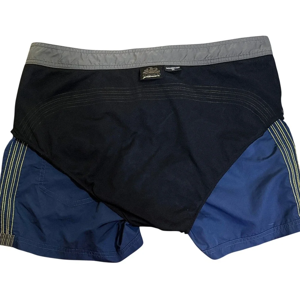 Sundek Goldenwave Mens Size 34 Fixed Waist Board Shorts Iconic Taffeta Rare